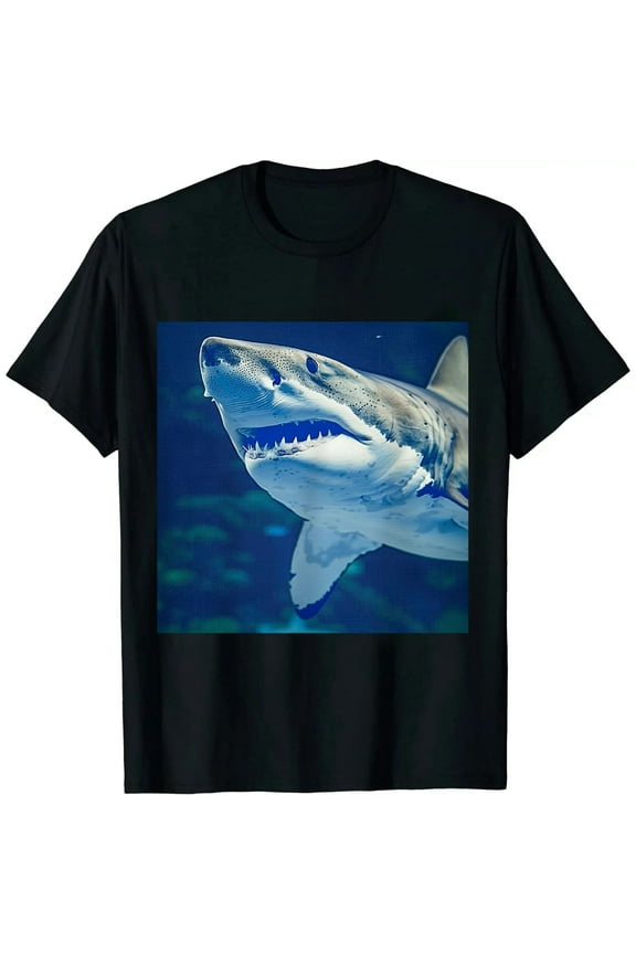 Womens Emotional Support Animal T Shirt Funny Scary Shark Attack Joke Tee for Ladies Black