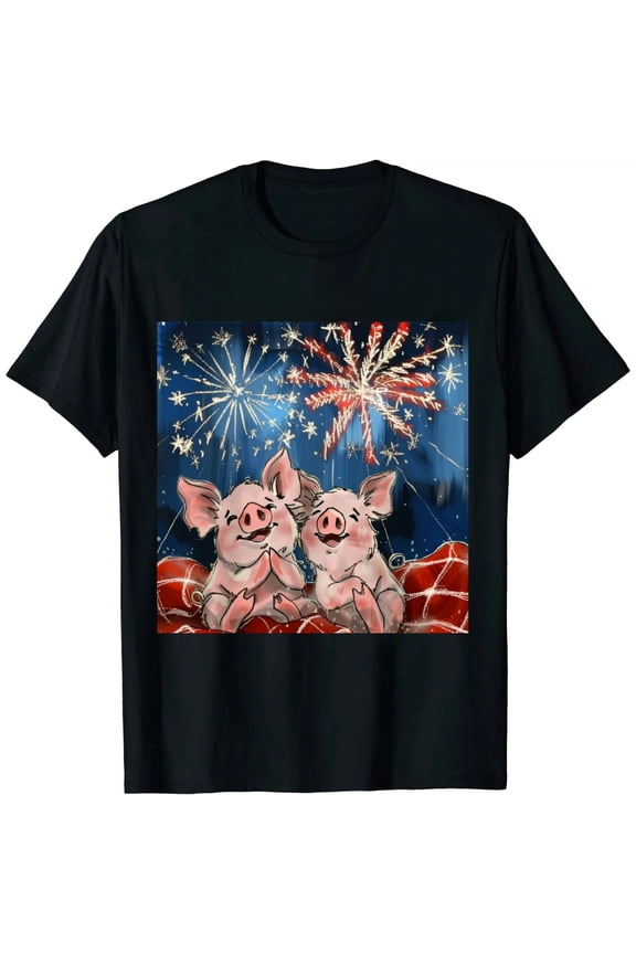 Womens Seeds, Cute Pig For Men Women, Farm Animals V-Neck T-Shirt Black