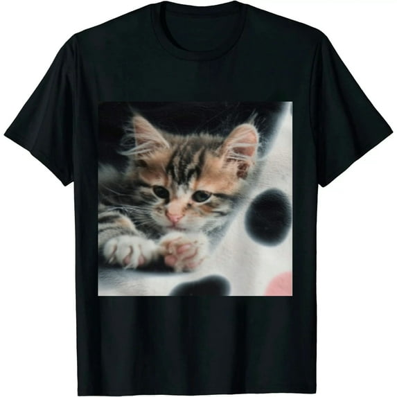 Qinduosi Womens Short Sleeve Cat Graphic T Shirts Summer Tees Tops for Teen Girls Black