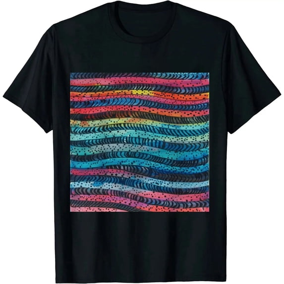Qinduosi Womens Summer Tshirt Print Short Sleeve Cute Colorful Graphic Tee Black