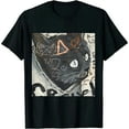 thumbnail image 1 of Qinduosi Womens Vintage Graphic Tee Shirt Cat Print Short Sleeve Loose Tunic Tops Oversized Shirts Black, 1 of 3