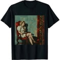 thumbnail image 1 of Qinduosi Womens Vintage Horse Print T Shirt Retro Cactus Pattern V Neck Short Sleeve Tee Tops Black, 1 of 3