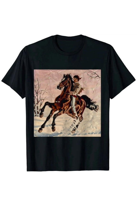 Womens Vintage Horse Print T Shirt Retro Cactus Pattern V Neck Short Sleeve Tee Tops Black