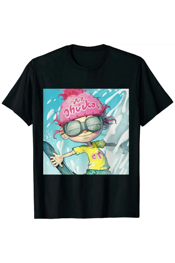 Woogidy Line Young Men's Short Sleeve Tee Shirt Black