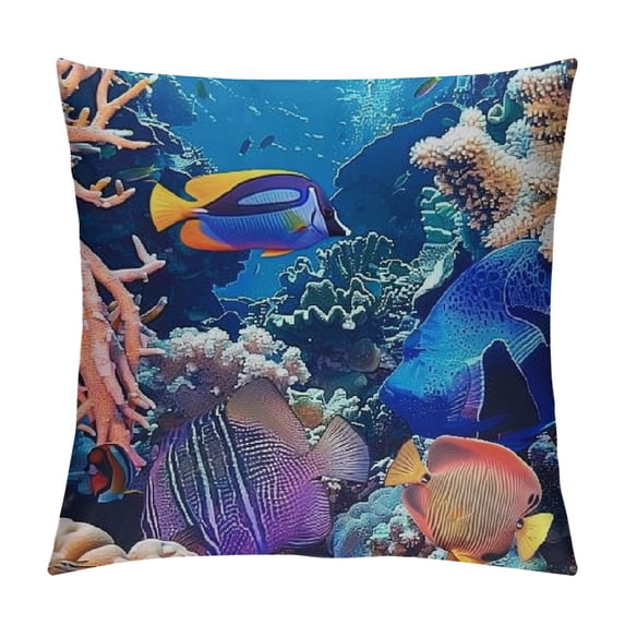 Qinduosi of Marine Fish Cushion Covers Pillow Covers Pattern Throw Pillow Covers Decorative Pillow Covers for Adult Teens,Blue Room Decor White