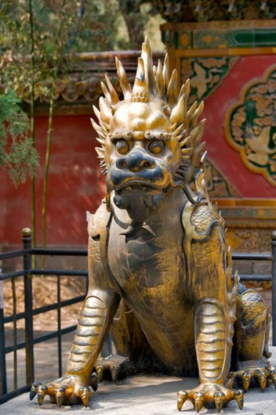 Qing-era guardian lion Forbidden City Beijing China Canvas Art - Janis Miglavs DanitaDelimont (23 x 35)
