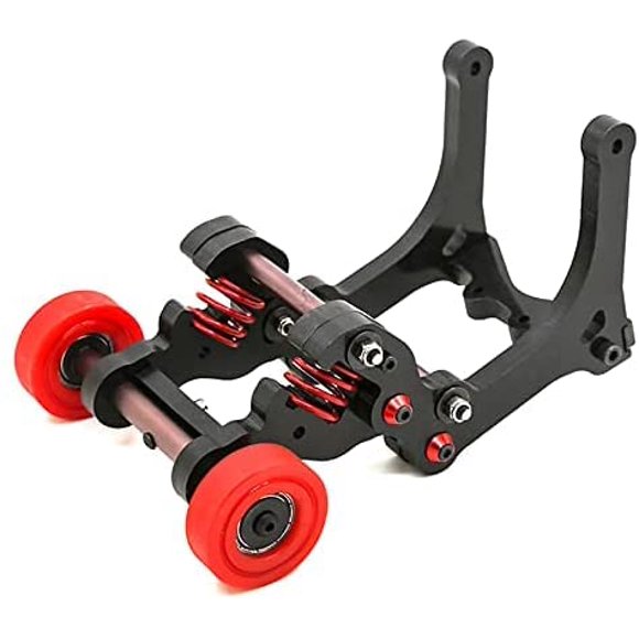 QingLeng Nylon Sturdy & Stable Wheelie Bar with Dual Spring Buffer for Traxxas 1/5 6S 8S X-MAXX - Red Wheels 103