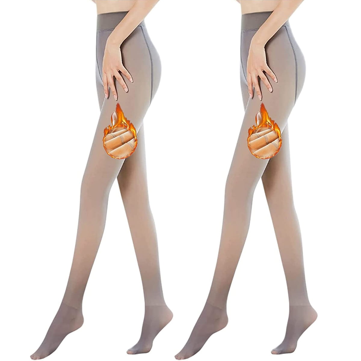 QingY-2 Pairs Women's Translucent Fake Sheer Fleece Pantyhose Stirrup  Leggings and Warm Pants 