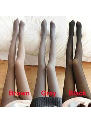 Women Fleece Lined Tights with Control Top, Sheer Warm High Waist Fake  Translucent Pantyhose Opaque Leggings Winter Fall 