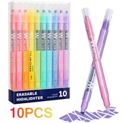 QingY-Erasable Highlighters Assorted Colors, Wide and Fine Tips Friction Highlighters, Pastel Marker Set for Highlighting in Student Office Classroom (10 Colors)