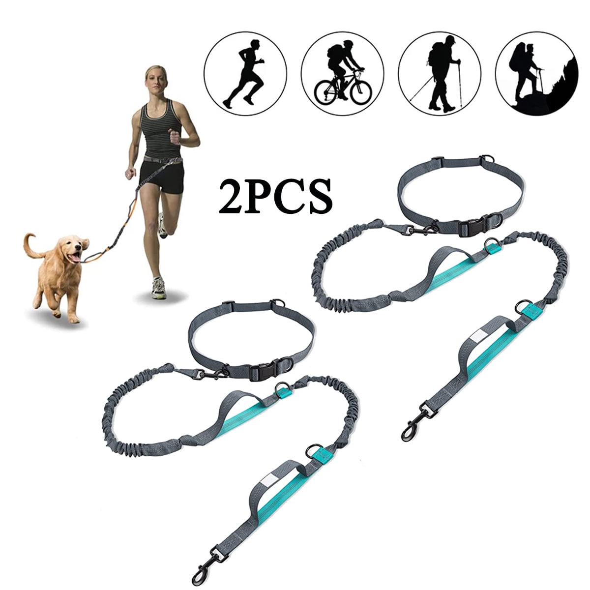 QingY-Hands Free 2PCS Dog Leashes Bungee Retractable Dog Running