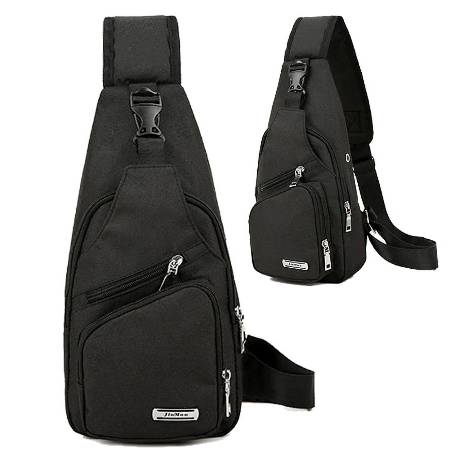 QingYSling Bag For Men Chest Crossbody Shoulder Backpack with USB