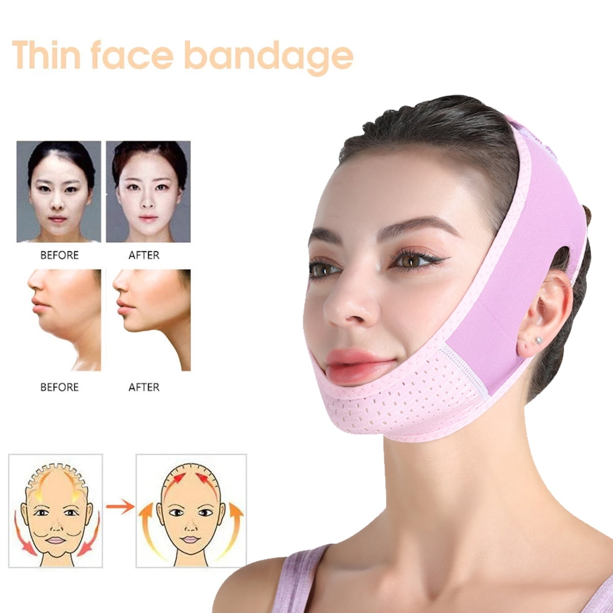QingY-V Line Slimming Face Mask, Chin Lift Belt, Chin Reduction, Double Chin  Reduction, V-Shaped Contour Adjustment Strap, Reusable, Anti-Wrinkle 
