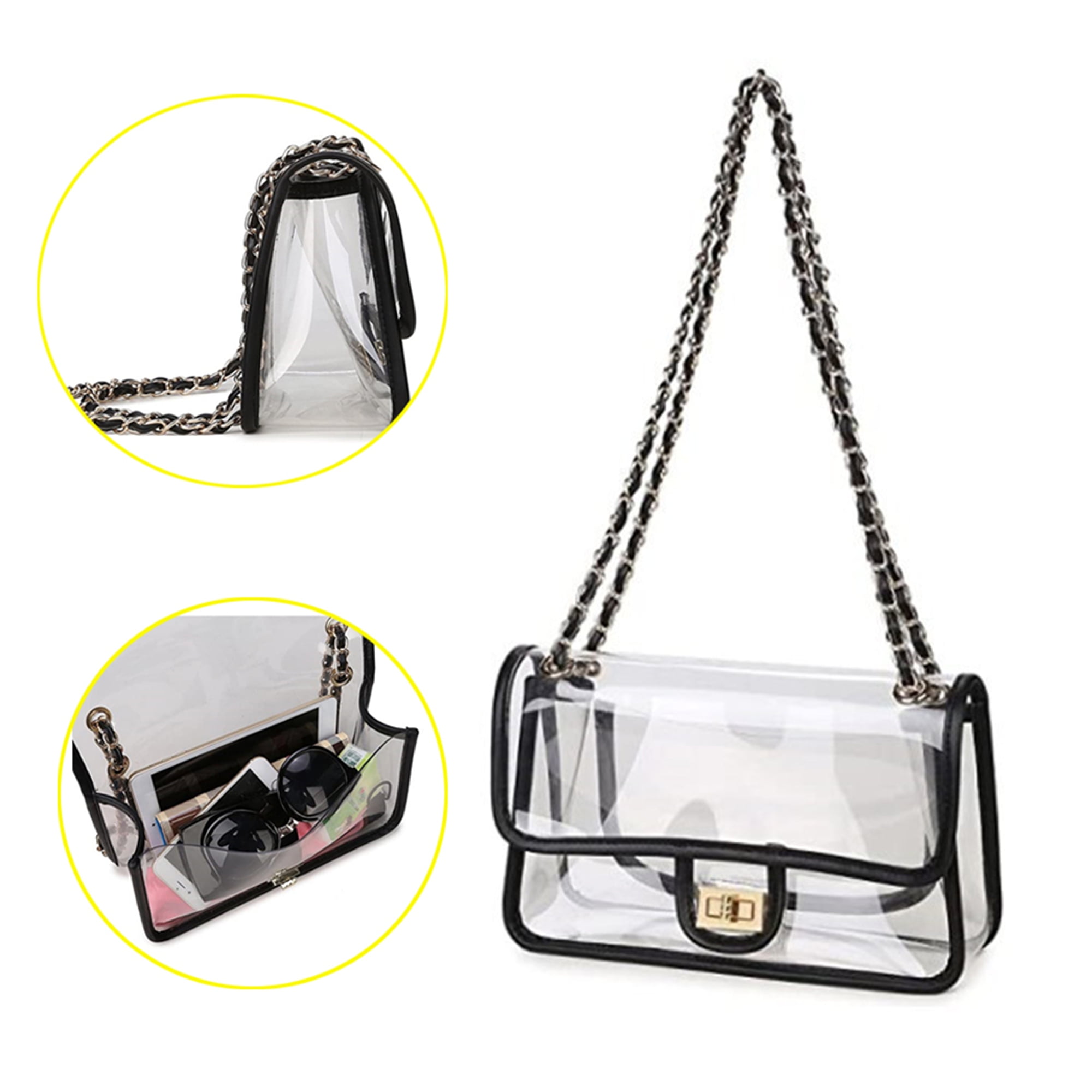 QingY Women Transparent Shoulder Bags Chain PVC Clear Bag Satchel Bag  Fashion Crossbody Bags Ladies Messenger Casual Handbags 