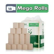 QingYa Bamboo 4-Ply Toilets Paper, Unbleached and Ultra Soft Toilets Tissue, 18 Mega Rolls