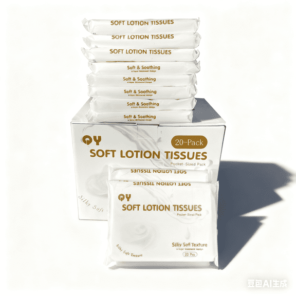 QingYa Facial Tissue with Lotion , 20 Tissue Packs , 6-Ply , 20 Sheets per Pack (400 Total Tissues), Ultra Soft