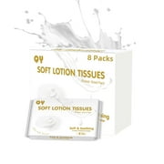 QingYa Lotion-Infused Tissues, 6-Ply Ultra Soft Facial Tissues with Moisturizing Cream, Pocket-Sized 8-Pack, 20 Sheets per Pack