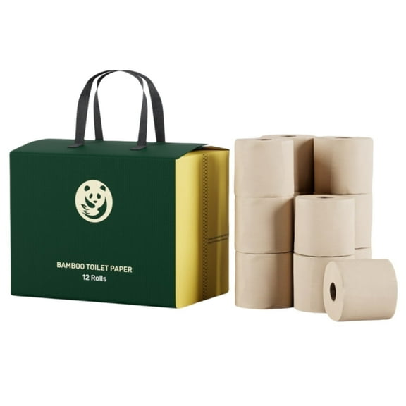 QingYa Bamboo Toilets Paper Unbleached, Toilets Paper 3 Ply, Reusable Packaging , 12 Rolls, 220 Sheets per Roll