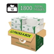 QingYa Bamboo Facial Tissue, 3-Ply Bleached Facial Paper, 12 Packs, Soft for Wet & Dry Use 150 Tissue per Pack, 1800 Tissues Total
