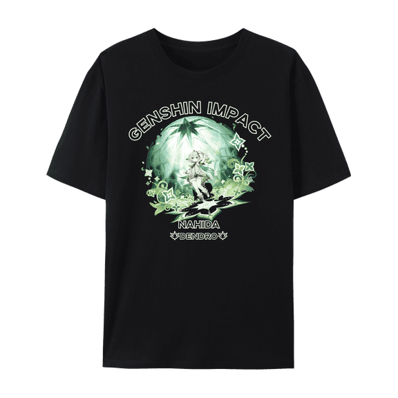 QingYee Genshin Impact All Character Impression Graphic Short Sleeve Crewneck Cotton T Shirt