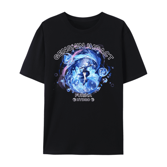 QingYee Genshin Impact All Character Impression Graphic Short Sleeve Crewneck Cotton T Shirt