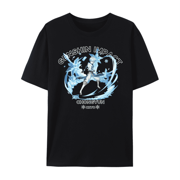 QingYee Genshin Impact All Character Impression Graphic Short Sleeve Crewneck Cotton T Shirt