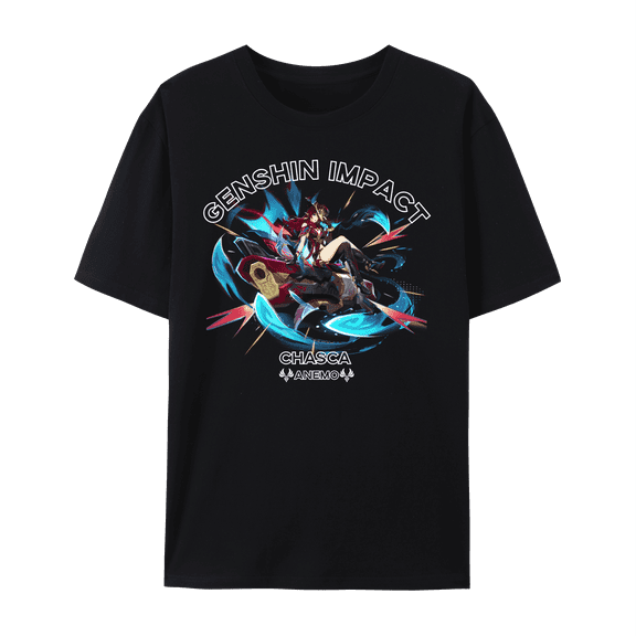 QingYee Genshin Impact All Character Impression Graphic Short Sleeve Crewneck Cotton T Shirt