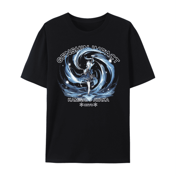 QingYee Genshin Impact All Character Impression Graphic Short Sleeve Crewneck Cotton T Shirt