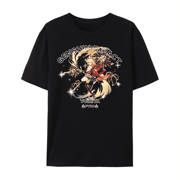 QingYee Genshin Impact All Character Impression Graphic Short Sleeve Crewneck Cotton T Shirt