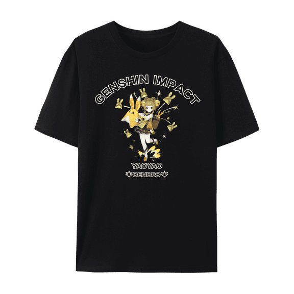 QingYee Genshin Impact All Character Impression Graphic Short Sleeve Crewneck Cotton T Shirt