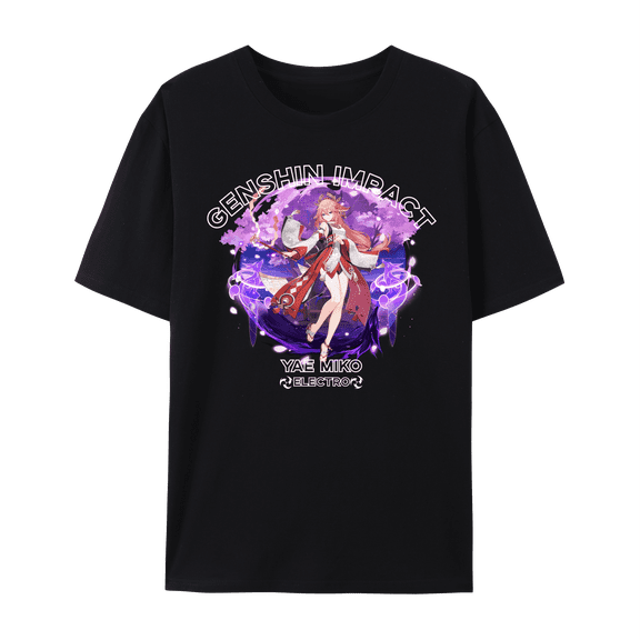 QingYee Genshin Impact All Character Impression Graphic Short Sleeve Crewneck Cotton T Shirt