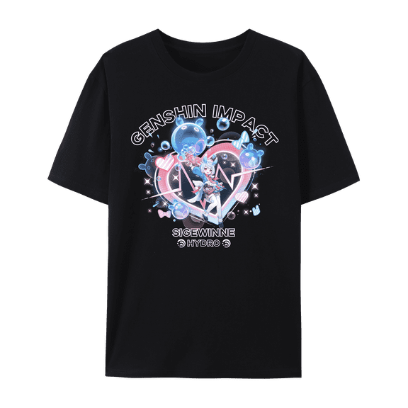 QingYee Genshin Impact All Character Impression Graphic Short Sleeve Crewneck Cotton T Shirt