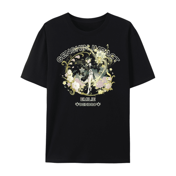 QingYee Genshin Impact All Character Impression Graphic Short Sleeve Crewneck Cotton T Shirt