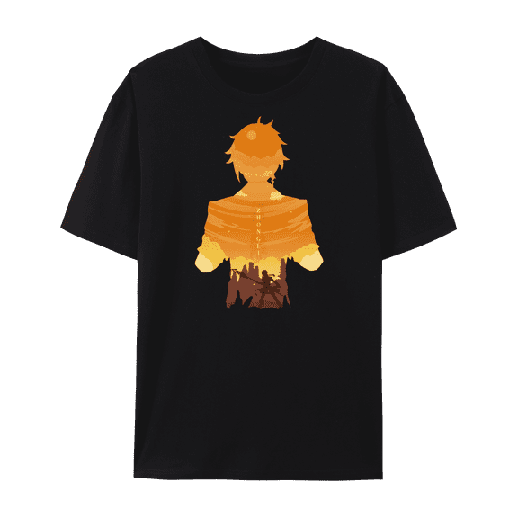 QingYee Genshin Impact Characters Impression Shadow Art Unisex Short Sleeve Crewneck T Shirt