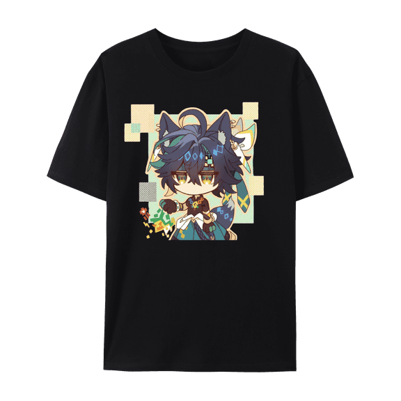 QingYee Genshin Impact Kinich Mavuika and Natlan Impression Unisex Short Sleeve Crewneck T-Shirt