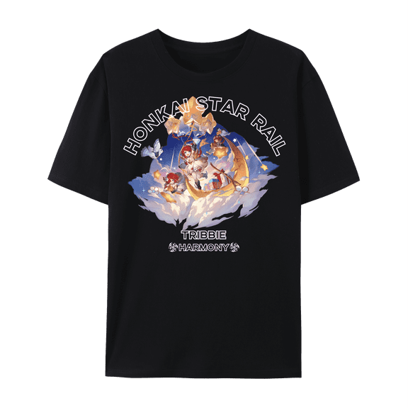 QingYee Honkai Star Rail All Character Graphic Impression Unisex Short Sleeve Crewneck Cotton T-Shirt