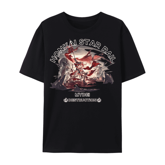 QingYee Honkai Star Rail All Character Graphic Impression Unisex Short Sleeve Crewneck Cotton T-Shirt