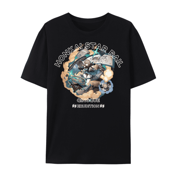 QingYee Honkai Star Rail All Character Graphic Impression Unisex Short Sleeve Crewneck Cotton T-Shirt
