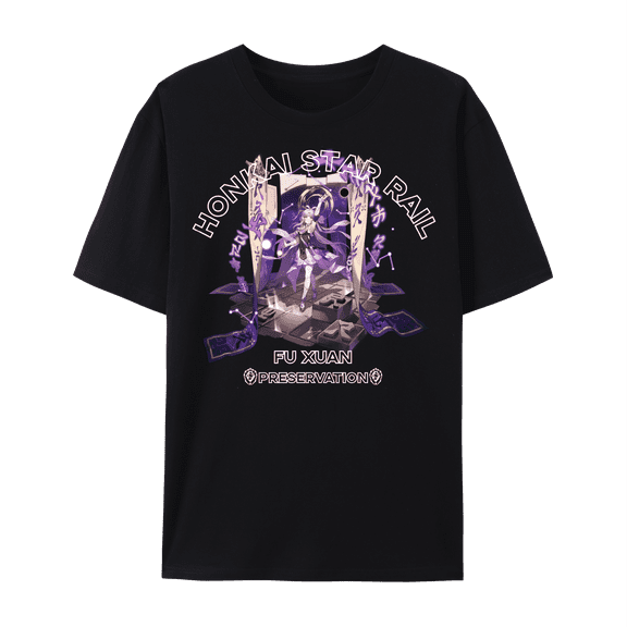 QingYee Honkai Star Rail All Character Graphic Impression Unisex Short Sleeve Crewneck Cotton T-Shirt