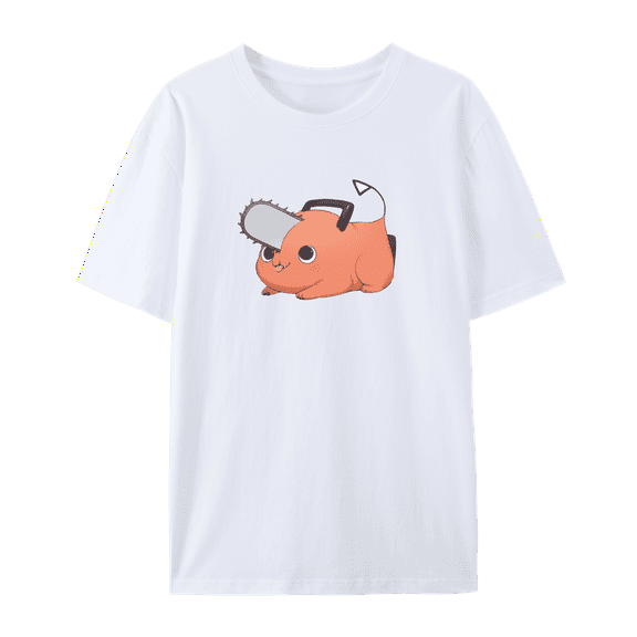 QingYee Japanese Anime Chainsaw Man Cute Graphic Unisex Short Sleeve Crewneck Cotton T-Shirt