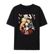 QingYee Japanese Anime Demon Slayer Unisex Short Sleeve Crewneck Shirt,Tanjiro & Nezuko Graphic Cotton T-Shirt