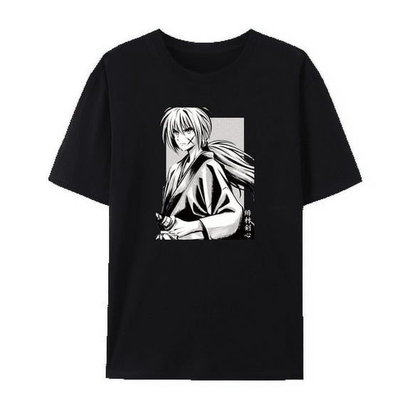 QingYee Japanese Anime Unisex Rurouni Kenshin Himura Kenshin Graphic Cotton Short Sleeve T Shirt