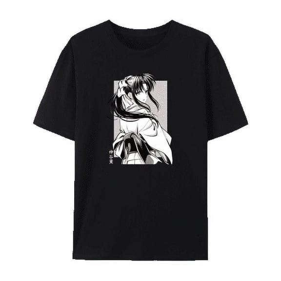 QingYee Japanese Anime Unisex Rurouni Kenshin Himura Kenshin Graphic Cotton Short Sleeve T Shirt