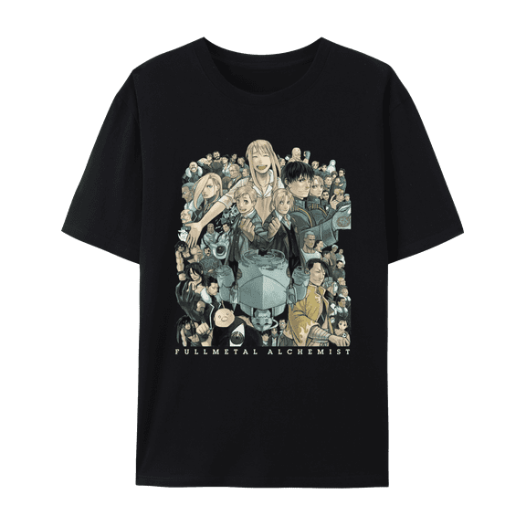QingYee Unisex Japanese Anime Fullmetal Alchemist Edward & Alphonse Graphic Short Sleeve Cotton T-Shirt,