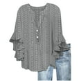 thumbnail image 1 of QingYiHua 3/4 Sleeve Summer Tops for Women Button V-Neck Ruffled Blouses Flowy Tops Tshirts Casual Lightweight Eyelet Clothes, 1 of 5