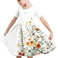 thumbnail image 1 of QingYiHua 4-14 Years Girls Summer Dresses Short Sleeve Casual Dress Kids Cute Fashion Print A Line Dress Big Girls Flowy Beach Sundress Today&nbsp;Deals, 1 of 5