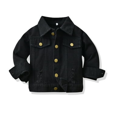 QingYiHua Classic Denim Jacket for Boys Girls Button Ripped Jean Jacket Coat Kids Spring Fall Outerwear,6 Month-7Years Sale or Clearance