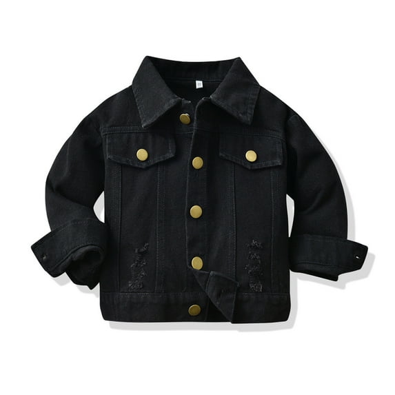 QingYiHua Classic Denim Jacket for Boys Girls Button Ripped Jean Jacket Coat Kids Spring Fall Outerwear,6 Month-7Years Sale or Clearance