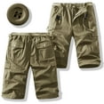 thumbnail image 1 of QingYiHua Men's Cargo Shorts on Clearance Men's Summer Shorts Casual Hiking Travel Shorts with Pockets Elastic Waist Twill Outdoor Shorts Mens Clothes Clearance Yellow,4XL, 1 of 6