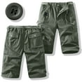thumbnail image 1 of QingYiHua Men's Cargo Shorts on Clearance Men's Summer Shorts Casual Hiking Travel Shorts with Pockets Elastic Waist Twill Outdoor Shorts Mens Clothes Clearance Army Green,L, 1 of 9